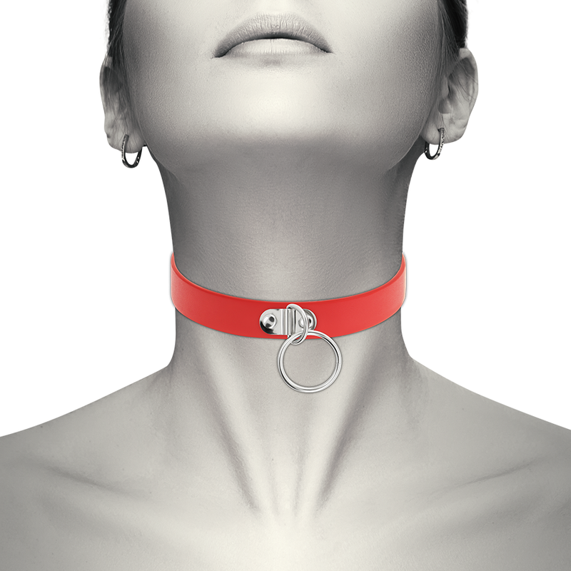 COQUETTE CHIC DESIRE - RED VEGAN LEATHER NECKLACE WOMAN FETISH