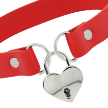 COQUETTE CHIC DESIRE - RED VEGAN LEATHER NECKLACE WITH HEART