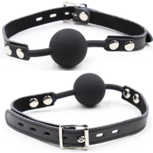 OHMAMA FETISH - SILICONE BALL GAG WITH LEATHER BELT (PADLOCK