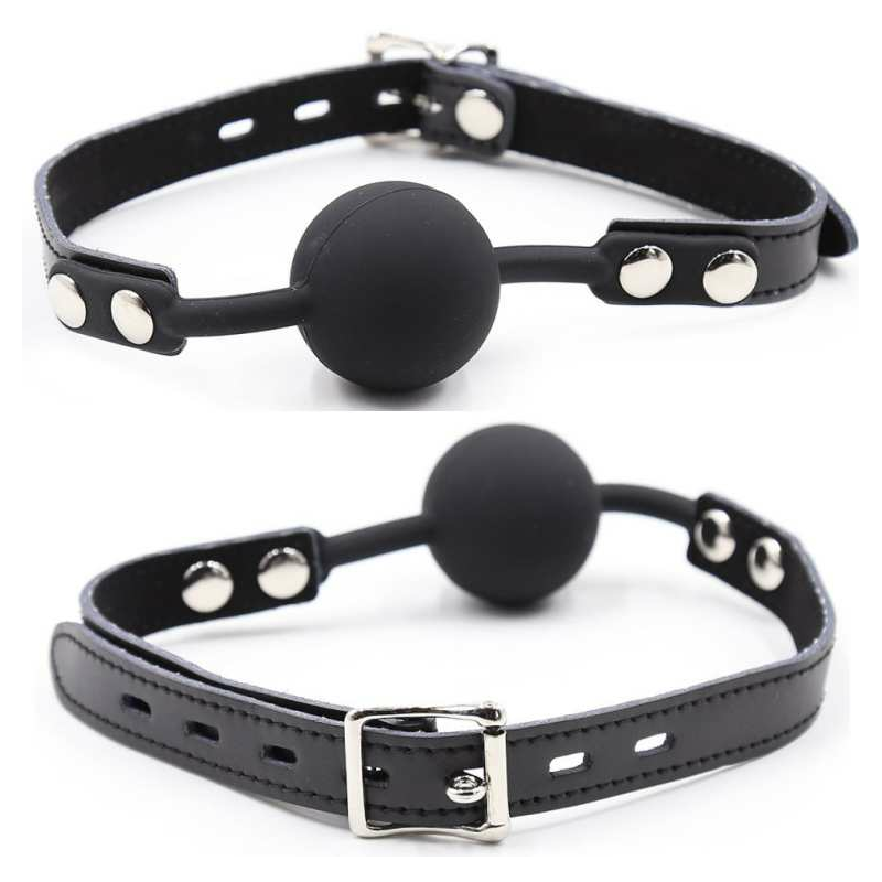 OHMAMA FETISH - SILICONE BALL GAG WITH LEATHER BELT (PADLOCK