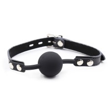 OHMAMA FETISH - SILICONE BALL GAG WITH LEATHER BELT (PADLOCK