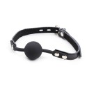 OHMAMA FETISH - SILICONE BALL GAG WITH LEATHER BELT (PADLOCK