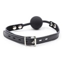 OHMAMA FETISH - SILICONE BALL GAG WITH LEATHER BELT (PADLOCK