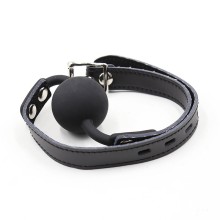 OHMAMA FETISH - SILICONE BALL GAG WITH LEATHER BELT (PADLOCK