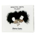 ADRIEN LASTIC - METAL HANDCUFFS WITH BLACK FEATHERS