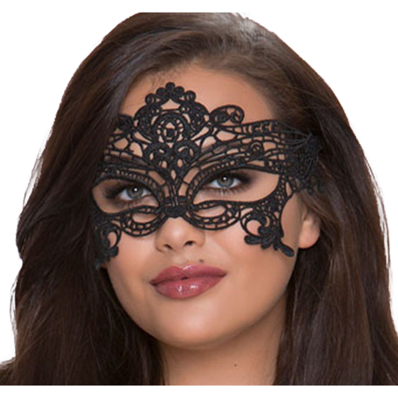 QUEEN LINGERIE - BREITE SCHWARZE SPITZENMASKE