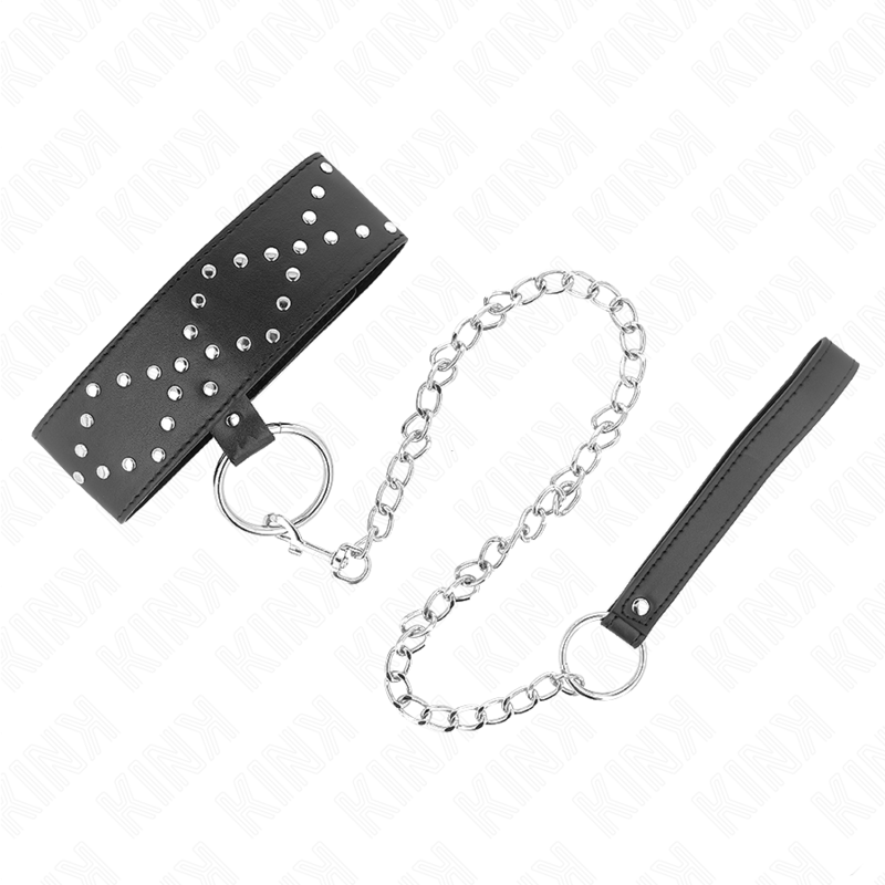 KINK - NECKLACE 65 CM WITH LEASH WITH SILVER STUDS MODEL 3