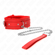 KINK - COLLAR WITH LEASH 65 CM WITH RESTRICTIONS RED 36-42 CM X