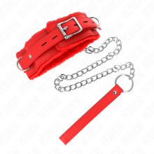 KINK - HALSBAND MIT LEINE 65 CM MIT EINSCHRÄNKUNGEN ROT 36-42 CM X 5,5 CM