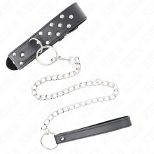 KINK - COLLIER RIVET ANNEAU AVEC CEINTURE 65 CM NOIR AJUSTABLE