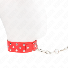 KINK - RING RIVET STRAP NECKLACE WITH BELT 65 CM RED ADJUSTABLE