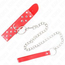 KINK - COLLIER RIVET ANNEAU AVEC CEINTURE 65 CM ROUGE AJUSTABLE