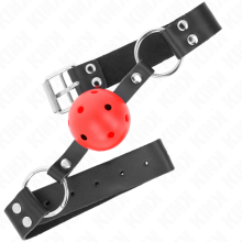 KINK - BREATHABLE BALL 4 CM GAG WITH DOUBLE RIVET RED 62.5 x