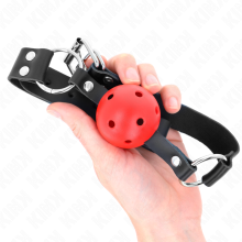 KINK - BREATHABLE BALL 4 CM GAG WITH DOUBLE RIVET RED 62.5 x