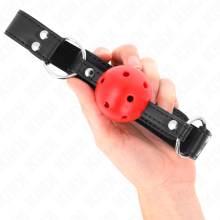 KINK - BOLA RESPIRÁVEL MORDAÇA DE 4 CM COM REBITE DUPLO COURO