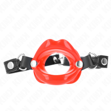 KINK - LIP 8 CM GAG WITH RED LEATHERETTE STRAP 63 x 2 CM