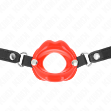 KINK - LIP 8 CM GAG WITH RED LEATHERETTE STRAP 63 x 2 CM