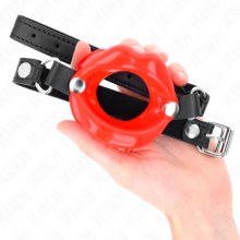 KINK - LIP 8 CM GAG WITH RED LEATHERETTE STRAP 63 x 2 CM