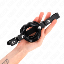 KINK - LIP 8 CM GAG WITH BLACK LEATHERETTE STRAP 63 x 2 CM