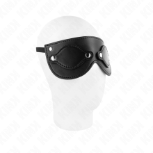 KINK - LEATHERETTE MASK WITH DETACHABLE EYE COVERS 22 x 9 CM