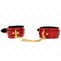 KINK - JOANNA ANGEL WRIST CUFFS RED ADJUSTABLE WITH GOLD CHAIN