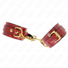 KINK - JOANNA ANGEL WRIST CUFFS RED ADJUSTABLE WITH GOLD CHAIN