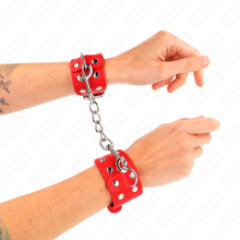 KINK - BRACCIALI CON DOPPIA LINEA DI BORCHIE REGOLABILI ROSSO