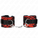 KINK - SHORT VELVET LACE WRIST RESTRAINTS AND NYLON BIND RED /