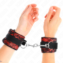 KINK - SHORT VELVET LACE WRIST RESTRAINTS AND NYLON BIND RED /