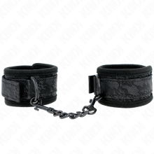 KINK - DARK LACE COVERED WRIST CUFFS NEOPRENE ADJUSTABLE BLACK