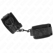 KINK - DARK LACE COVERED WRIST CUFFS NEOPRENE ADJUSTABLE BLACK