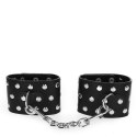 KINK - WRIST RESTRAINTS WITH SNAP FASTEN FULL OF RIVETS BLACK