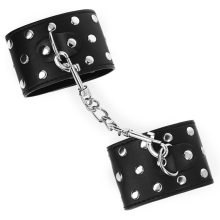 KINK - WRIST RESTRAINTS WITH SNAP FASTEN FULL OF RIVETS BLACK