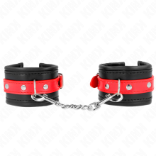 KINK - WRIST RESTRAINTS BLACK WITH RED BELT ADJUSTABLE 17-28 CM