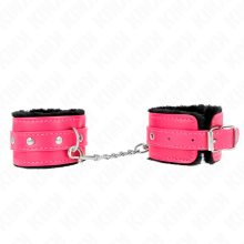 KINK - PREMIUM FUR LINED WRIST RESTRAINTS BLACK WITH RASPBERRY