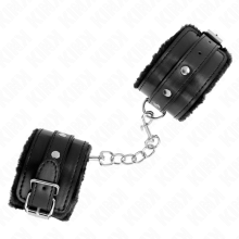 KINK - PREMIUM FUR LINED WRIST RESTRAINTS BLACK WITH BLACK BELT