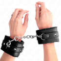 KINK - PREMIUM FUR LINED WRIST RESTRAINTS BLACK WITH BLACK BELT