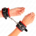 KINK - PREMIUM FUR LINED WRIST RESTRAINTS RED WITH BLACK BELT