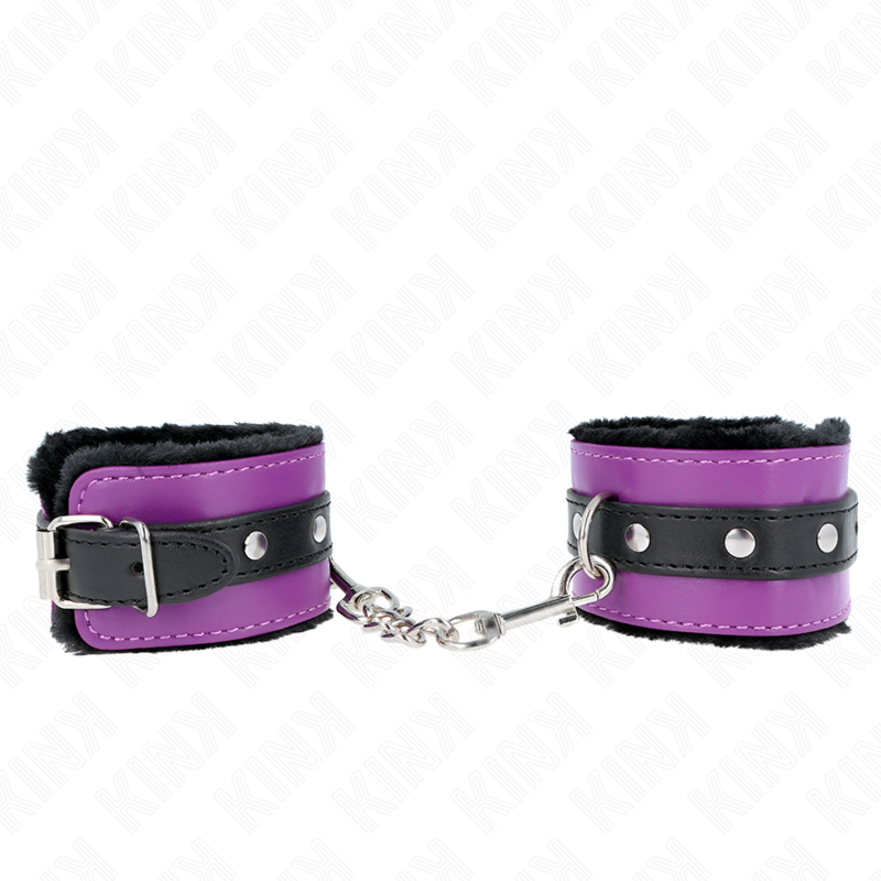 KINK - PREMIUM FUR LINED WRIST RESTRAINTS BLACK WITH PURPLE /