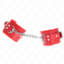 KINK - APPUI-POIGNETS DOUBLÉS DE FOURRURE ROUGE AVEC CEINTURE