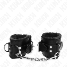 KINK - FUR LINED WRIST RESTRAINTS BLACK WITH BLACK BELT