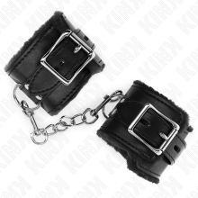 KINK - FUR LINED WRIST RESTRAINTS BLACK WITH BLACK BELT