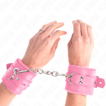 KINK - FUR LINED WRIST RESTRAINTS WITH SQUARE HOLES PINK AND