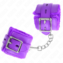 KINK - FUR LINED WRIST RESTRAINTS WITH SQUARE HOLES PURPLE AND