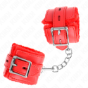 KINK - FUR LINED WRIST RESTRAINTS WITH SQUARE HOLES RED AND RED