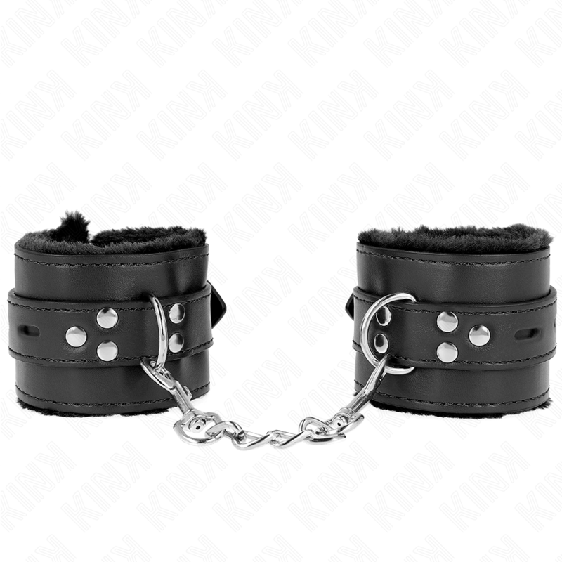 KINK - FUR LINED WRIST RESTRAINTS WITH SQUARE HOLES BLACK AND