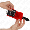 KINK - FUR LINED WRIST RESTRAINTS WITH SQUARE HOLES RED AND