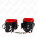 KINK - FUR LINED WRIST RESTRAINTS WITH SQUARE HOLES RED AND