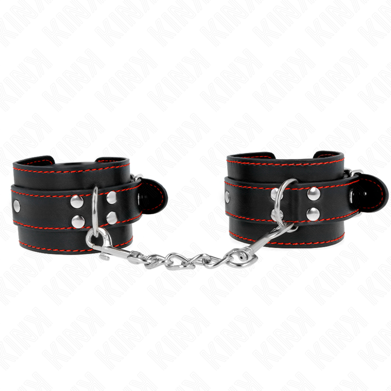 KINK - WRIST RESTRAINTS BLACK WITH RED LINING ADJUSTABLE 20-28