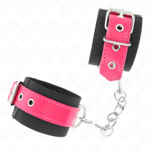 KINK - PUNHOS DE NYLON PRETO COM CINTO DE COURO RASPBERRY ROSE